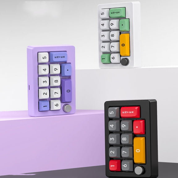 MKESPN 13 Keys RGB Multi-Function Macro Programming Mechanical Keypad Wired With Knob Keyboard(White)