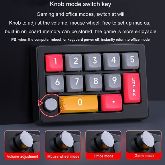 MKESPN 13 Keys RGB Multi-Function Macro Programming Mechanical Keypad Wired With Knob Keyboard(White)