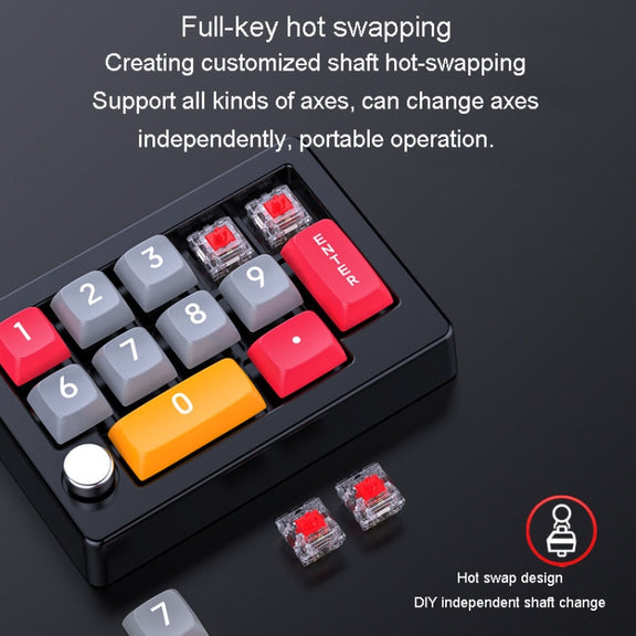 MKESPN 13 Keys RGB Multi-Function Macro Programming Mechanical Keypad Wired With Knob Keyboard(Light Purple)