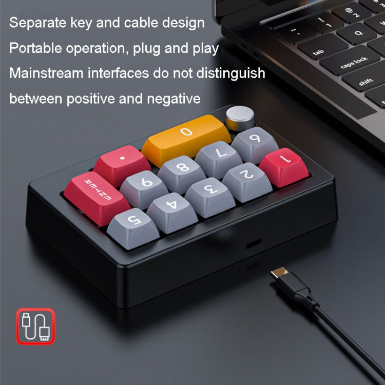 MKESPN 13 Keys RGB Multi-Function Macro Programming Mechanical Keypad Wired With Knob Keyboard(White)