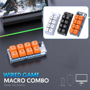 MKESPN Shortcut Macro Defined Wired Samll Keypad Single Handed Gaming Keyboard(White)