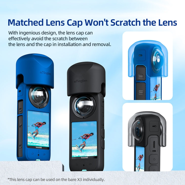 For Insta360 X3 AMagisn Body Silicone Protective Cover, Style: Body+Lens Case (Black) - free shipping - PMC TechLife - Order now!