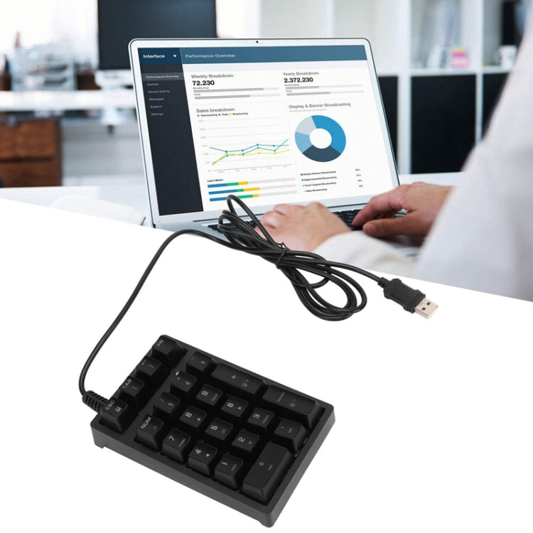 198I K21 Wired Mechanical Dightal Keyboard Multifunction Button RGB Backlight Office Keypad(Black) - free shipping - PMC Jewellery - Order now!