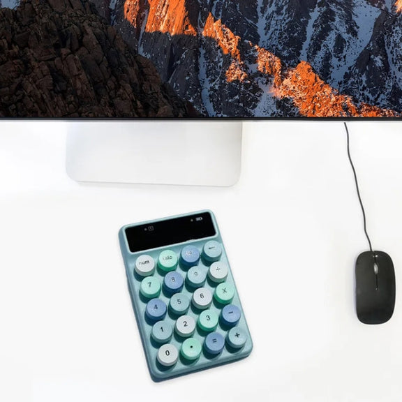 Q3 2.4G Mini Wireless Office Digital Keyboard Cash Register Financial Accounting Password Keypad(Blue)