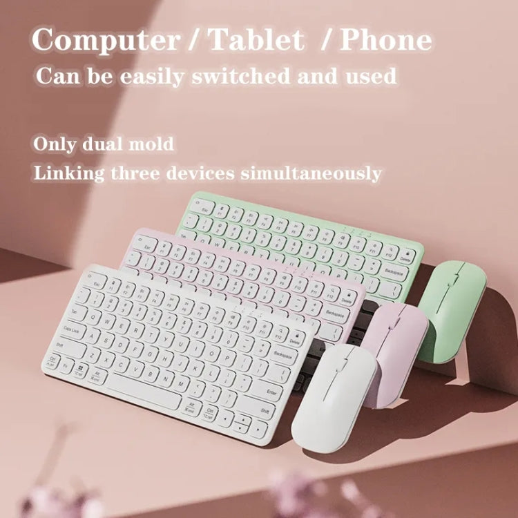 B087 2.4G Portable 78 Keys Dual Mode Wireless Bluetooth Keyboard And Mouse, Style: Keyboard Mouse Set Pink