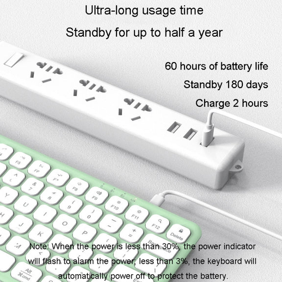 B087 2.4G Portable 78 Keys Dual Mode Wireless Bluetooth Keyboard And Mouse, Style: Keyboard Mouse Set Pink