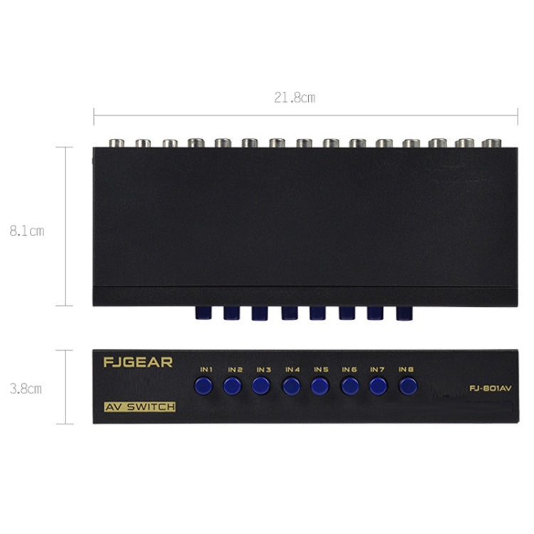 FJGEAR FJ-801AV Audio Video Switcher 8 In 1 Out CVBS Switcher - free shipping - PMC Jewellery - Order now!