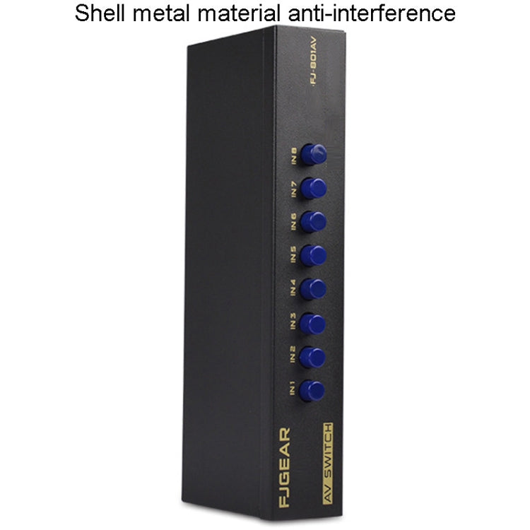 FJGEAR FJ-801AV Audio Video Switcher 8 In 1 Out CVBS Switcher - free shipping - PMC Jewellery - Order now!