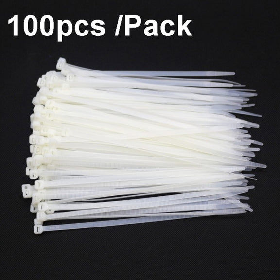 100pcs /Pack 8x600mm National Standard 7.6mm Wide Self-Locking Nylon Cable Ties Plastic Bundle Cable Ties(White)