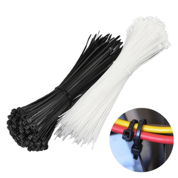 100pcs /Pack 8x400mm National Standard 7.6mm Wide Self-Locking Nylon Cable Ties Plastic Bundle Cable Ties(White)