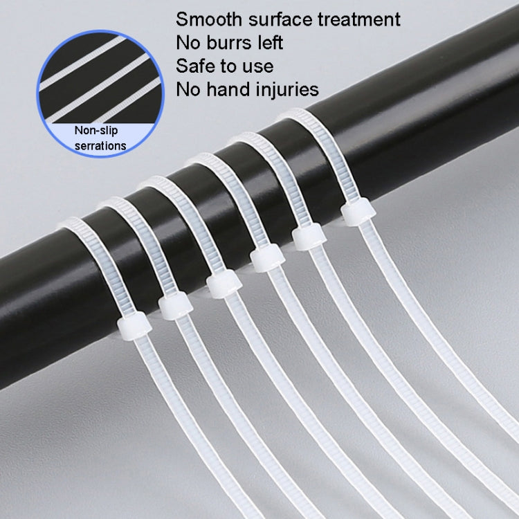 100pcs /Pack 8x400mm National Standard 7.6mm Wide Self-Locking Nylon Cable Ties Plastic Bundle Cable Ties(White)