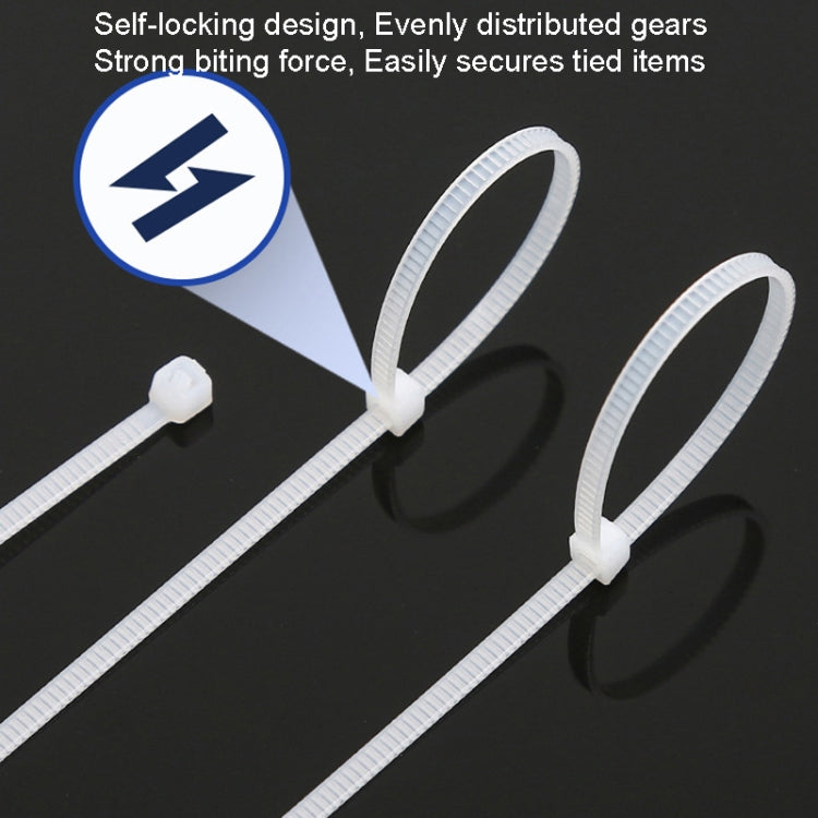 100pcs /Pack 8x300mm National Standard 7.6mm Wide Self-Locking Nylon Cable Ties Plastic Bundle Cable Ties(White)