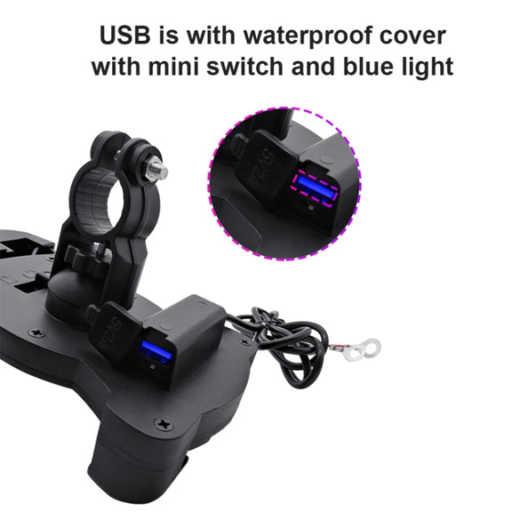 Motorcycle Sunshade Rainproof Mobile Phone Holder, Shape: Charging Mirror Holder 5V-2A