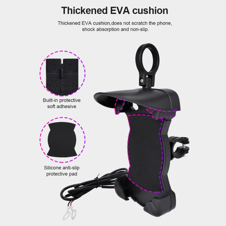 Motorcycle Sunshade Rainproof Mobile Phone Holder, Shape: Charging Mirror Holder 5V-3.1A