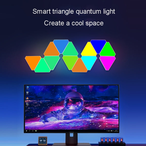 12pcs /Set Triangle Splicing Intelligent Sound Control Quantum Light Atmosphere Lighting With Remote Control, US Plug(WiFi Model)