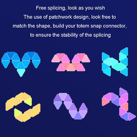 12pcs /Set Triangle Splicing Intelligent Sound Control Quantum Light Atmosphere Lighting With Remote Control, US Plug(WiFi Model)