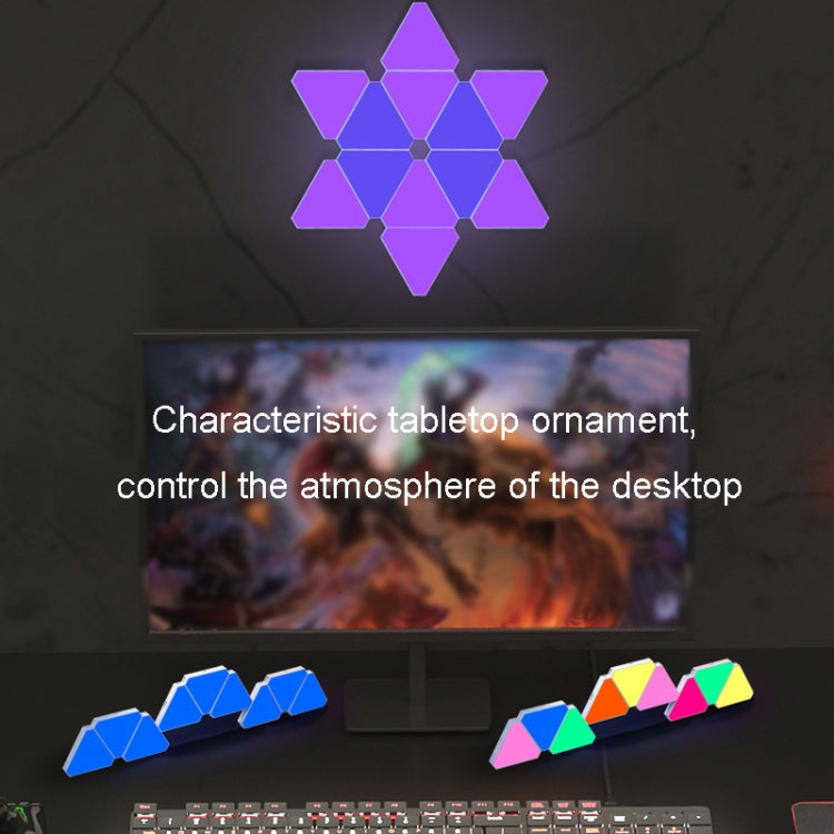 3pcs /Set Triangle Splicing Intelligent Sound Control Quantum Light Atmosphere Lighting With Remote Control, US Plug(WiFi Model)