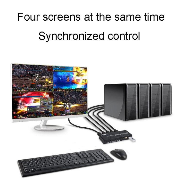 FJGEAR FJ-401HK 4 Ports HDMI KVM Video Splitter With IR Remote Controller - free shipping - PMC Jewellery - Order now!
