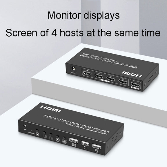 FJGEAR FJ-401HK 4 Ports HDMI KVM Video Splitter With IR Remote Controller