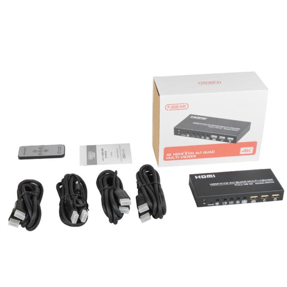 FJGEAR FJ-401HK 4 Ports HDMI KVM Video Splitter With IR Remote Controller