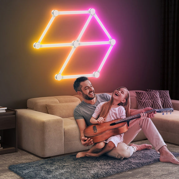 6 pcs /Set LED WIFI Graffiti Bluetooth Smart Splicing Quantum Light DIY Atmosphere Lighting With Remote Control, US Plug(White)