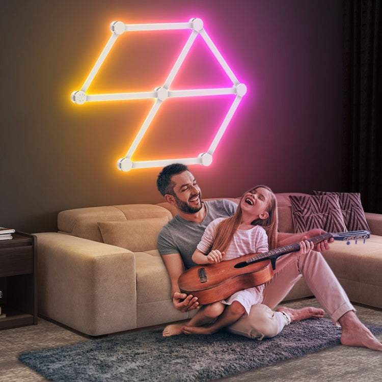 6 pcs /Set LED WIFI Graffiti Bluetooth Smart Splicing Quantum Light DIY Atmosphere Lighting With Remote Control, US Plug(White)