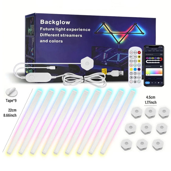 6 pcs /Set LED WIFI Graffiti Bluetooth Smart Splicing Quantum Light DIY Atmosphere Lighting With Remote Control, US Plug(White)