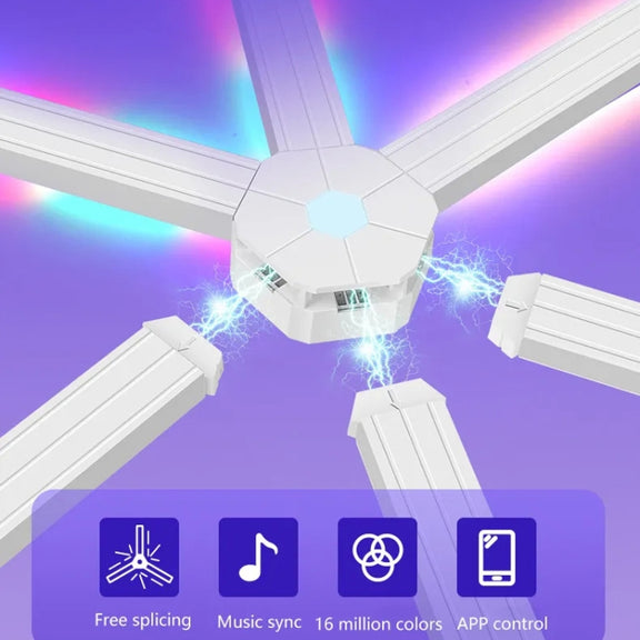 6 pcs /Set LED WIFI Graffiti Bluetooth Smart Splicing Quantum Light DIY Atmosphere Lighting With Remote Control, US Plug(White)