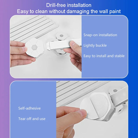 6 pcs /Set LED WIFI Graffiti Bluetooth Smart Splicing Quantum Light DIY Atmosphere Lighting With Remote Control, US Plug(White)