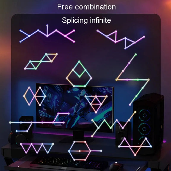 6 pcs /Set LED WIFI Graffiti Bluetooth Smart Splicing Quantum Light DIY Atmosphere Lighting With Remote Control, US Plug(White)