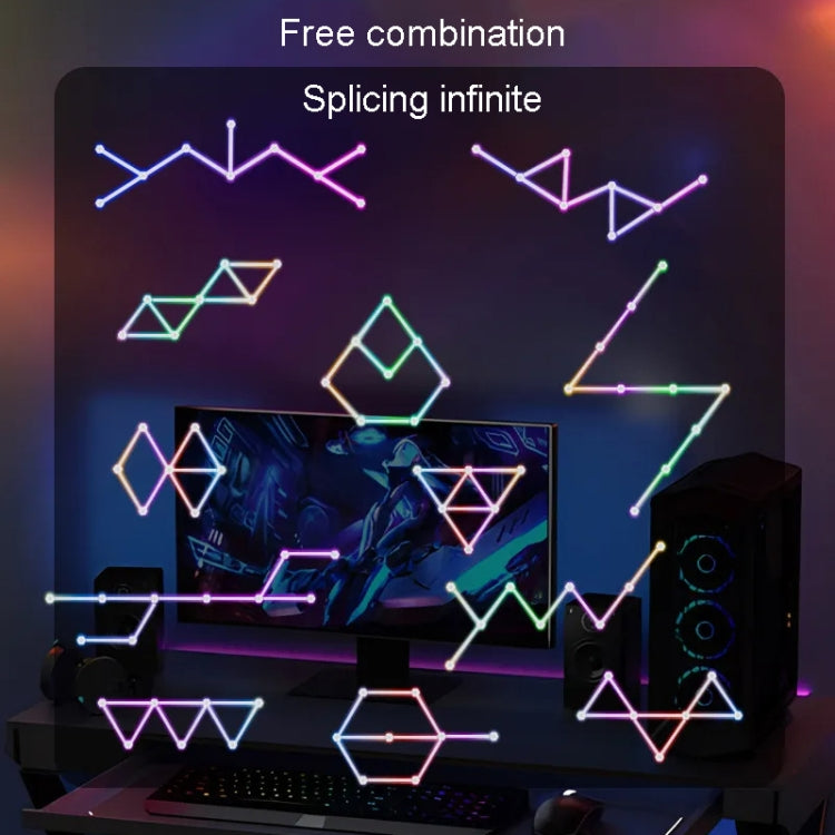 6 pcs /Set LED WIFI Graffiti Bluetooth Smart Splicing Quantum Light DIY Atmosphere Lighting With Remote Control, US Plug(White)