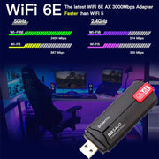 AX5400M 2.4G/5G/6G WIFI 6E Standard USB 3.0 Network Card WIFI Transmitter Receiver(Red)