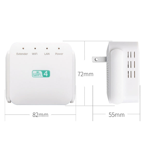 2.4G 300M Wi-Fi Amplifier Long Range WiFi Repeater Wireless Signal Booster US Plug Black