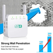 2.4G 300M Wi-Fi Amplifier Long Range WiFi Repeater Wireless Signal Booster UK Plug White