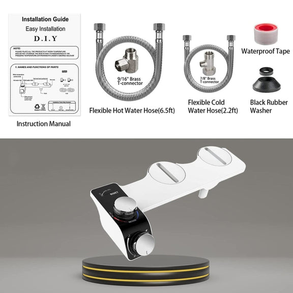 Bidet Toilet Seat Attachment With Hot & Cold Double Nozzle Personal Hygiene 3/8 For Europe