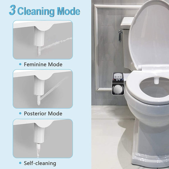 Bidet Toilet Seat Attachment With Hot & Cold Double Nozzle Personal Hygiene 3/8 For Europe