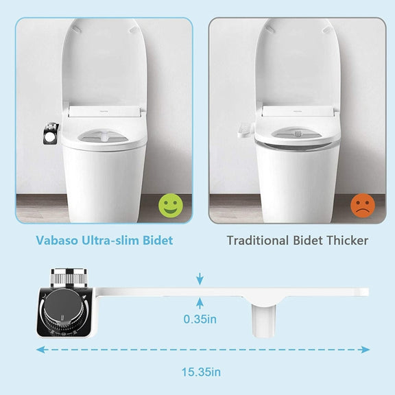 Bidet Toilet Seat Attachment With Hot & Cold Double Nozzle Personal Hygiene 3/8 For Europe