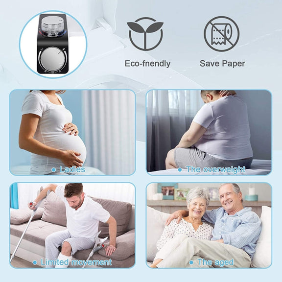 Bidet Toilet Seat Attachment With Hot & Cold Double Nozzle Personal Hygiene 3/8 For Europe