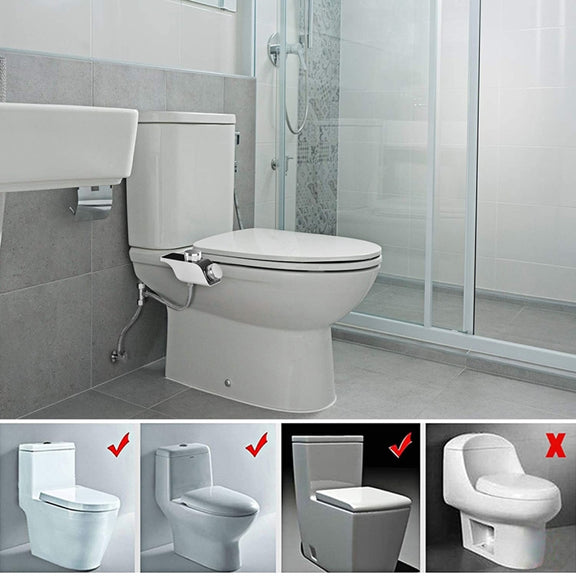 Bidet Toilet Seat Attachment With Hot & Cold Double Nozzle Personal Hygiene 3/8 For Europe