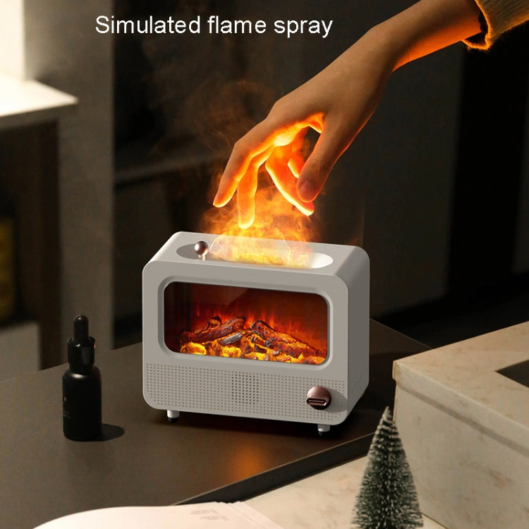 USB White Noise Simulation Flame Fire Furnace Aromatherapy Machine Indoor Large Spray Measurement Humidifier(White) - free shipping - PMC TechLife - Order now!