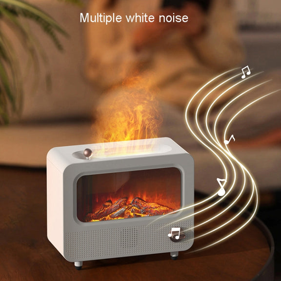USB White Noise Simulation Flame Fire Furnace Aromatherapy Machine Indoor Large Spray Measurement Humidifier(Black)