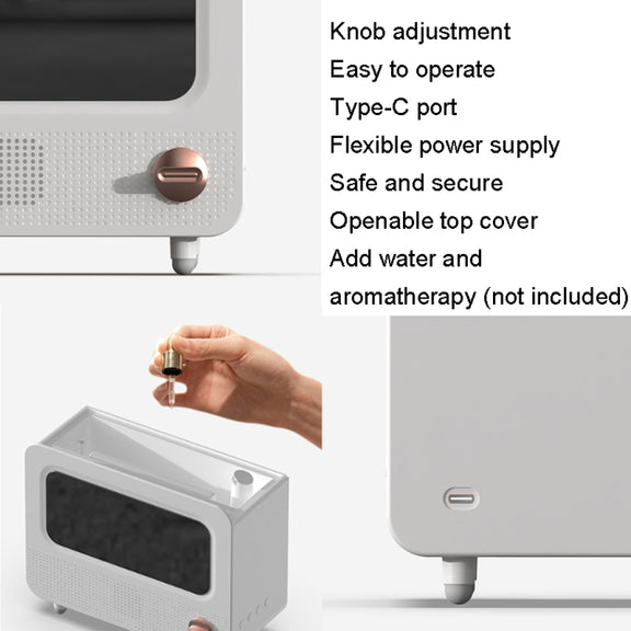 USB White Noise Simulation Flame Fire Furnace Aromatherapy Machine Indoor Large Spray Measurement Humidifier(White)