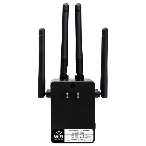5G/2.4G 1200Mbps WiFi Range Extender WiFi Repeater With 2 Ethernet Ports US Plug White