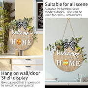 Stereoscopic DIY Home Wooden Round Welcome Door Sign Pendant Wreaths Wall Hanging Decor