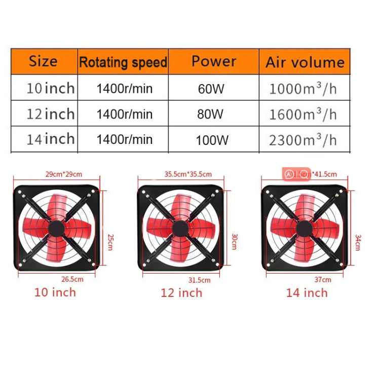 14 -inch Single Grilles Kitchen Exhaust Fan Wall Window Fan High Power Industrial Extractor Fume Space Extractor Hood,CN Plug - free shipping - PMC TechLife - Order now!