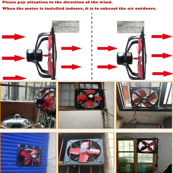 10 -inch Single Grilles Kitchen Exhaust Fan Wall Window Fan High Power Industrial Extractor Fume Space Extractor Hood,CN Plug