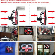12 -inch Single Grilles Kitchen Exhaust Fan Wall Window Fan High Power Industrial Extractor Fume Space Extractor Hood,CN Plug