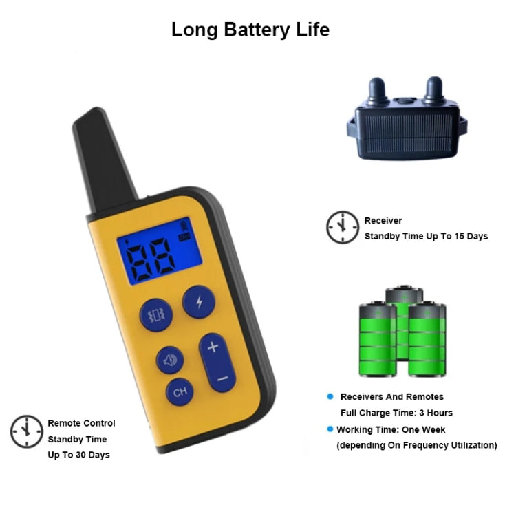 800m Remote Control Dog Trainer Stop Barker Electrical Shock Vibration Pet Collar(Black) - Training Aids by PMC TechLife | Online Shopping South Africa | PMC TechLife | Buy Now Pay Later Mobicred