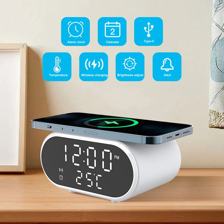 15W LED Mirror Wireless Charger Desktop Multifunctional Mini Clock(White) - free shipping - PMC Jewellery - Order now!