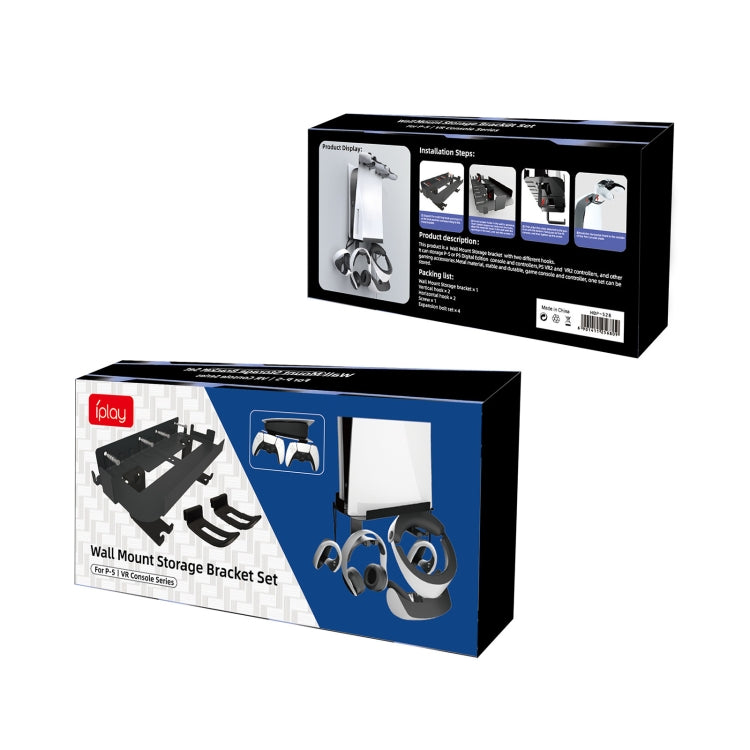 For PS5 Console iplay Wall-mounted Bracket Can Store Controllers/VR Glasses/Headphones(Black) - free shipping - PMC Jewellery - Order now!